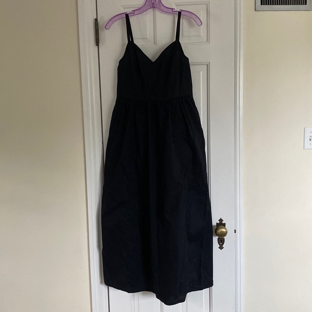 Old Navy black midi dress with straps and a-line skirt size S